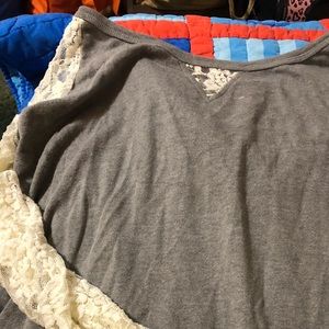 Gray/white lace sweater